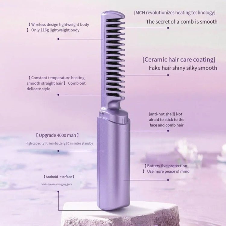 2 In 1 Portable USB Rechargeable Hair Curler Dual Usage Hair Straightening Comb - PartsWorld Appliance LLC