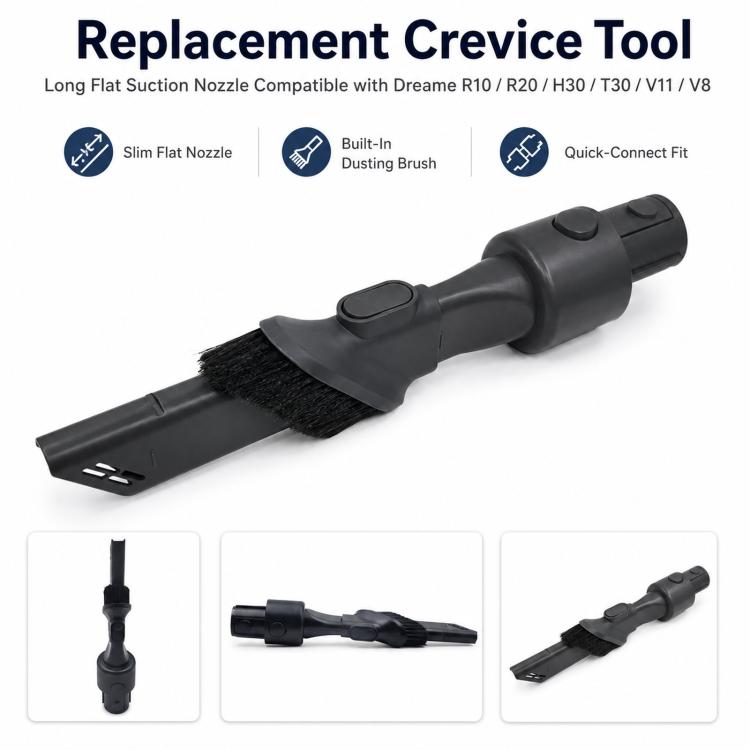 2-Piece Vacuum Attachment Kit – Long Crevice Tool & Dusting Brush for Dreame R10 / R20 / T30 / V11 / V8 / H30 - PartsWorld Appliance LLC