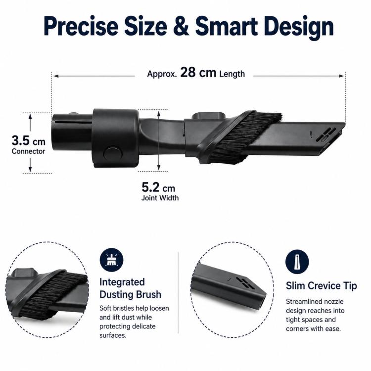 2-Piece Vacuum Attachment Kit – Long Crevice Tool & Dusting Brush for Dreame R10 / R20 / T30 / V11 / V8 / H30 - PartsWorld Appliance LLC