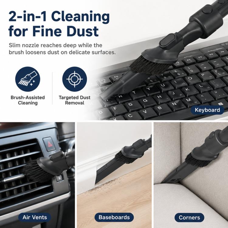 2-Piece Vacuum Attachment Kit – Long Crevice Tool & Dusting Brush for Dreame R10 / R20 / T30 / V11 / V8 / H30 - PartsWorld Appliance LLC
