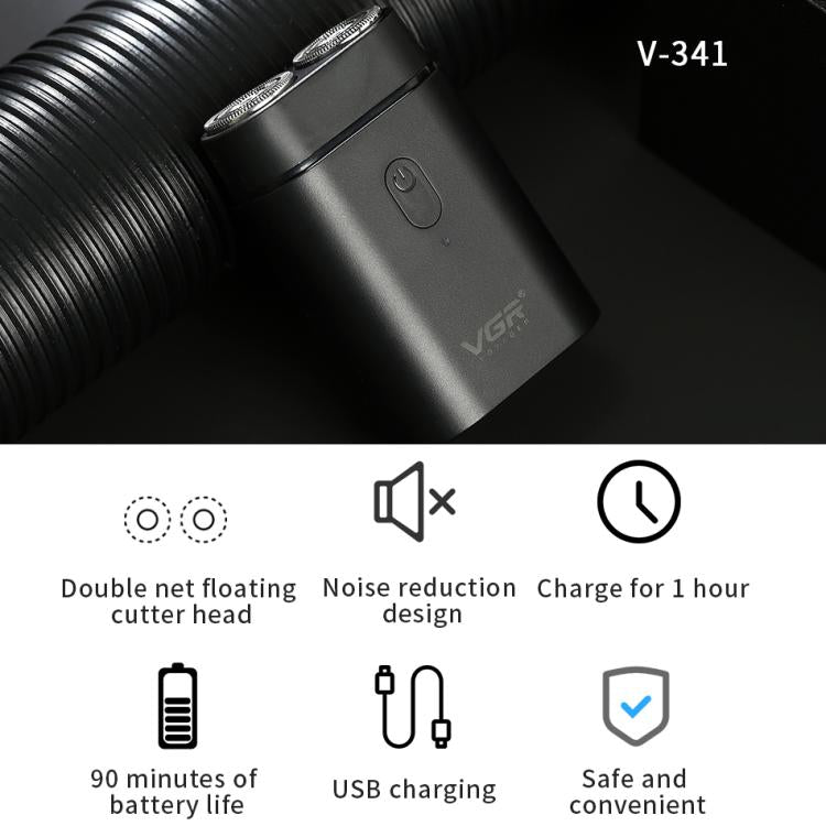 VGR V-341 Rotating 2 Cuttter Head Portable Electric Shaver, V-341