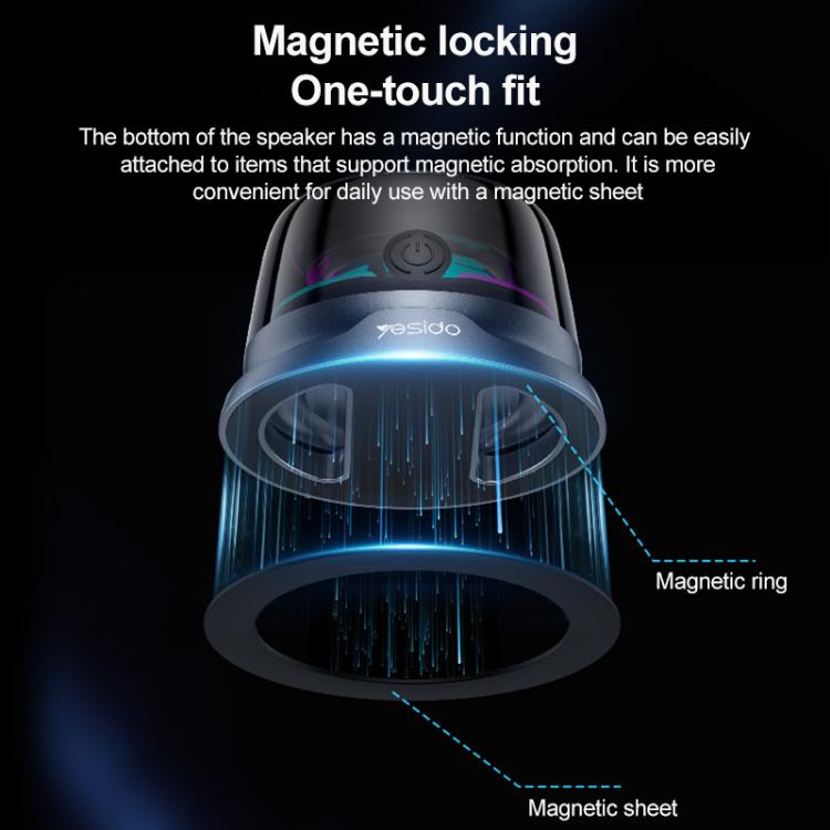 Magnetic Mini Bluetooth Speaker – RGB Lights, 16 N52 Magnets, TWS, 3W - Yesido YSW32