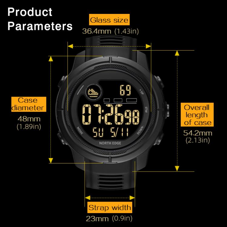 NORTH EDGE MARS 5 Outdoor Smart Sports Watch – Heart Rate, Blood Oxygen, 50M Waterproof