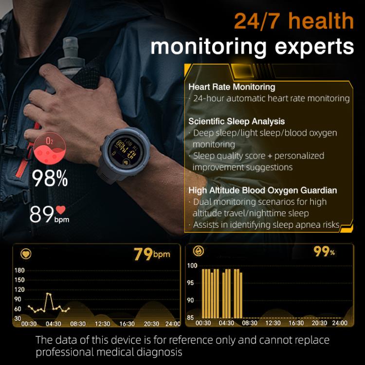 NORTH EDGE MARS 5 Outdoor Smart Sports Watch – Heart Rate, Blood Oxygen, 50M Waterproof