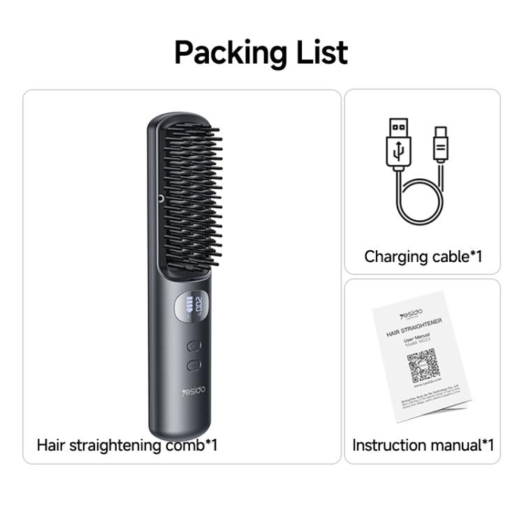 Smart Temperature Levels Cordless Hair Straightener - Simple and elegant design, digital temperature