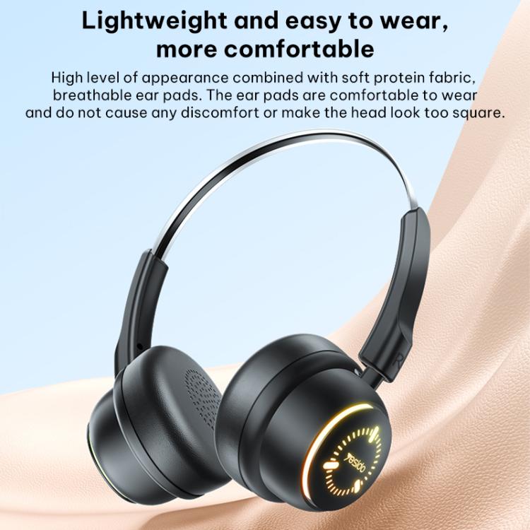 Over-Ear Bluetooth 5.4 Headphones – RGB Lights, 25Hr Battery, Memory Foam Headband - Yesido EP15