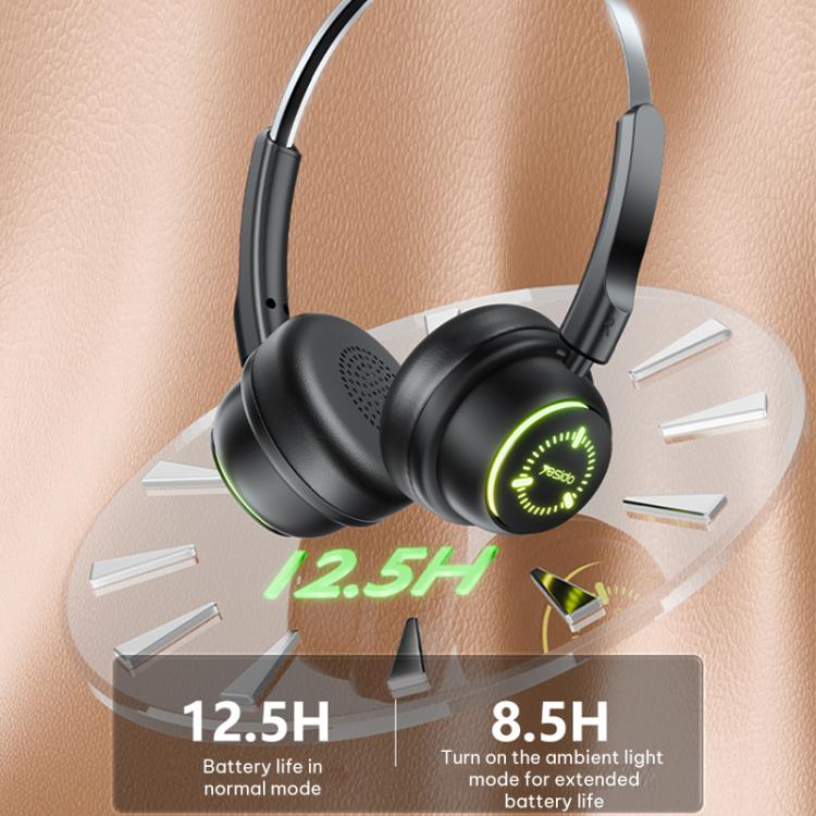 Over-Ear Bluetooth 5.4 Headphones – RGB Lights, 25Hr Battery, Memory Foam Headband - Yesido EP15
