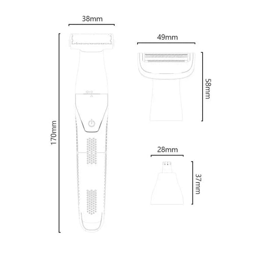 3-in-1 Rechargeable Body Hair Trimmer – IPX6 Waterproof. | PartsWorld