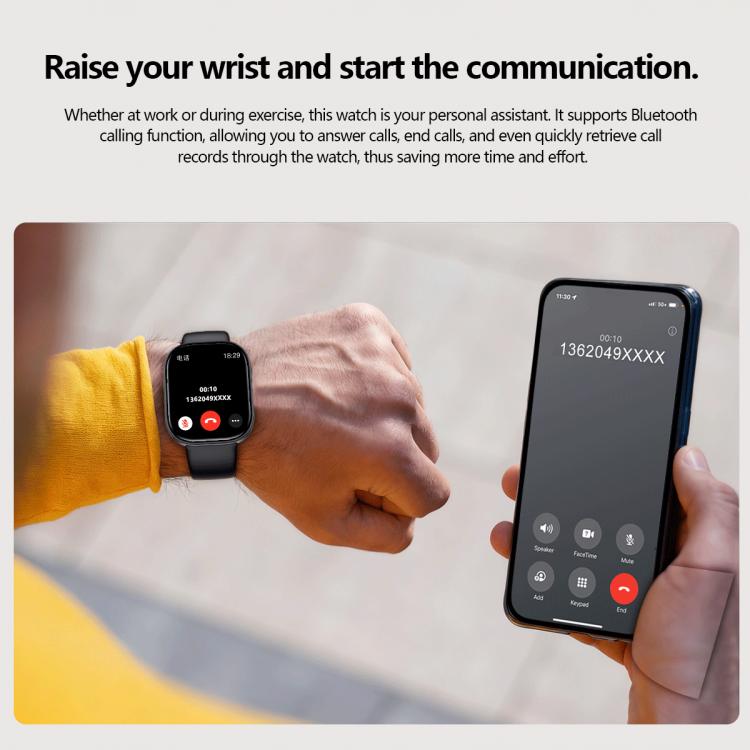 1.88 inch HD TFT Screen Smart Watch, Support Health Monitoring.