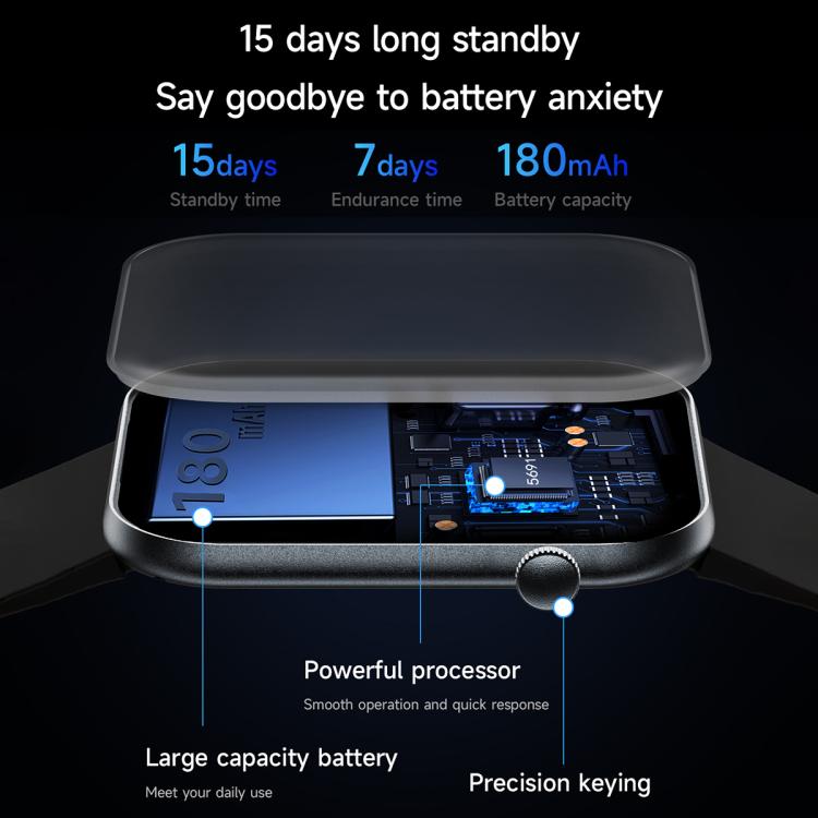 1.85 inch AMOLED Screen Ultra-Thin Smart Watch, Support Health Monitoring.