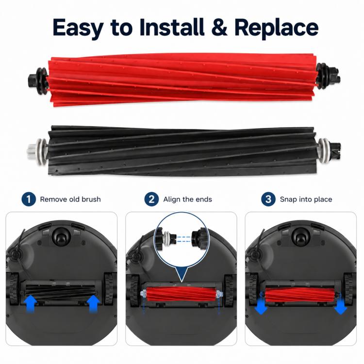 Replacement Accessories for Roborock Q5 Pro / Q5 Pro+ / Q8 Max / Q8 Max+ Robot Vacuum Cleaner, Dual Main Roller Brush, Dual Filter, Mop Pad, White Five Arm Side Brush, Black Five Arm Side Brush, Dust Bag, Activated Carbon Dust Bag – Black Five Arm Side Brush | PartsWorld