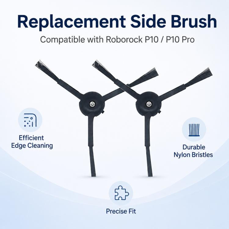 Replacement Accessories for Roborock P10 / P10 Pro Robot Vacuum Cleaner, Two Black Side Brush, Dual Filter for P10, White Five Arm Side Brush, Black Five Arm Side Brush, Light Gray Mop Pad, Blue Striped Mop Pad – Dual Filter for P10 | PartsWorld