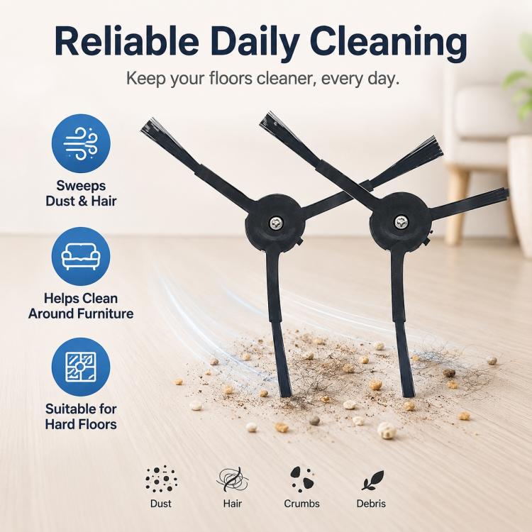 Replacement Accessories for Roborock P10 / P10 Pro Robot Vacuum Cleaner, Two Black Side Brush, Dual Filter for P10, White Five Arm Side Brush, Black Five Arm Side Brush, Light Gray Mop Pad, Blue Striped Mop Pad – Light Gray Mop Pad | PartsWorld
