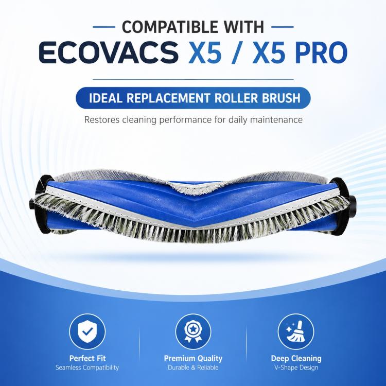 For Ecovacs DEEBOT X5 / X5 Pro / X5 Max / X5 Pro Plus Replacement Parts, Main Brush, Side Brush, Black Filter, White Filter, Blue Striped Mop Pad, Mop Pad, White Striped Mop Pad, Dust Bag, Activated Carbon Dust Bag, Mop Pad Holder, Main Brush Cover – White Striped Mop Pad | PartsWorld