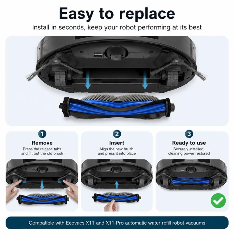 For Ecovacs DEEBOT X11 / X11 Pro Replacement Parts, Main Brush, Side Brush, Roller Mop, Activated Carbon Filter, Filter, Auto Refill and Drain Version Dust Bag, Water Tank Version Dust Bag – Water Tank Version Dust Bag | PartsWorld