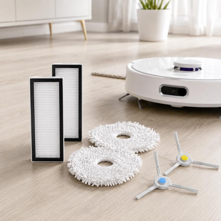 For Narwal J1 / J2 Robot Vacuum Cleaner Replacement Parts, Dual Magnetic Filters, White Full-Fiber Mop Pad, Grey Full-Fiber Mop Pad, Blue Striped Mop Pad, White Striped Mop Pad, 6pcs Combo | PartsWorld