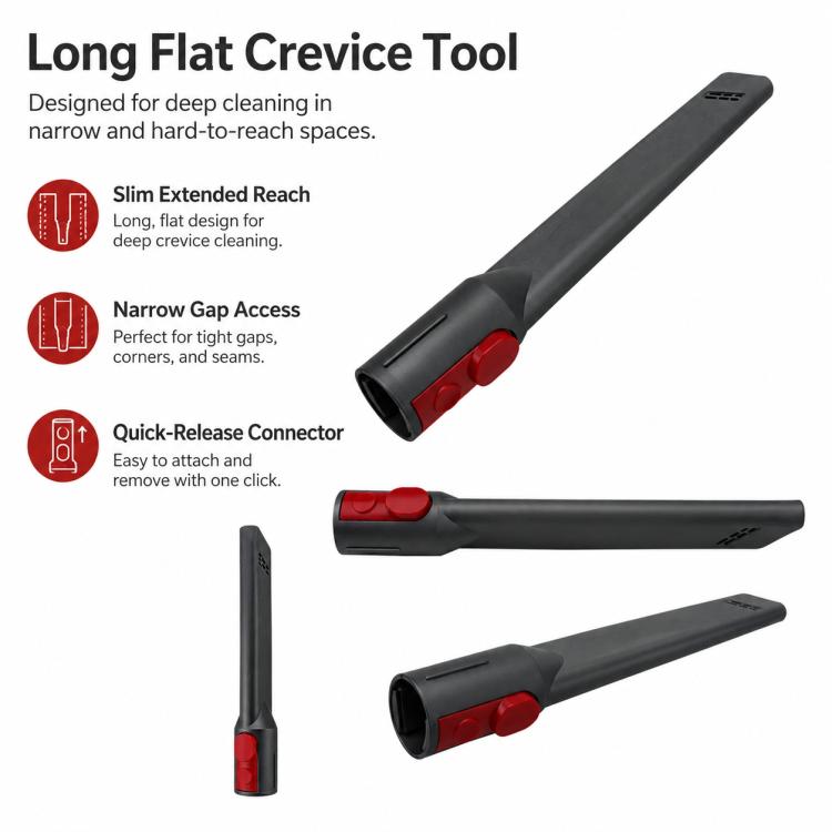 For Dyson V7 / V8 / V10 / V11 Vacuum Cleaner Replacement Parts, Long Flat-Nozzle Cleaning Brush Head | PartsWorld