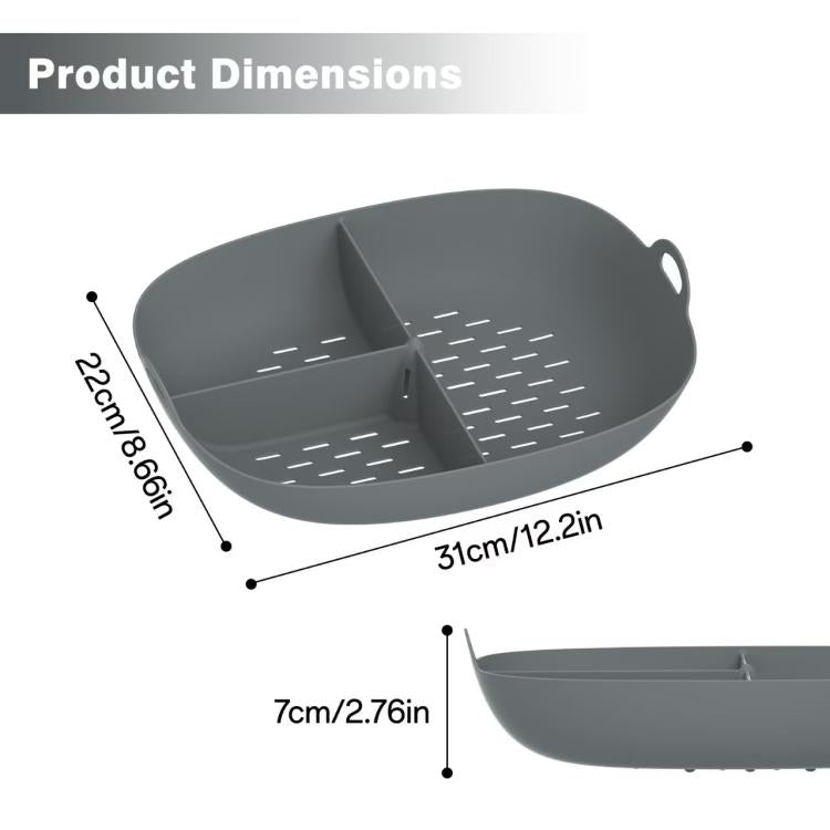 Silicone Divided Steamer Tray for Thermomix TM7 – Grey & Black