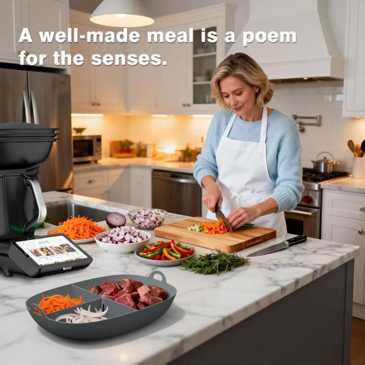 Silicone Divided Steamer Tray for Thermomix TM7 – Grey & Black