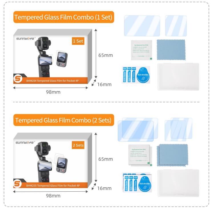 Tempered Glass Film For DJI Osmo Pocket 4P / 4 / 3, Screen & Remote Film 2 Sets, Screen & Remote Film, Screen Film 2pcs, Screen Film | PartsWorld