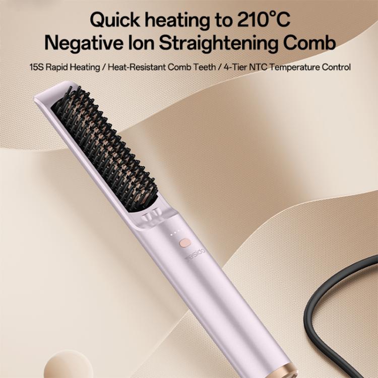 Smart Temperature Levels Hair Straightener Brush - 2-in-1 hair straightener brush heats up