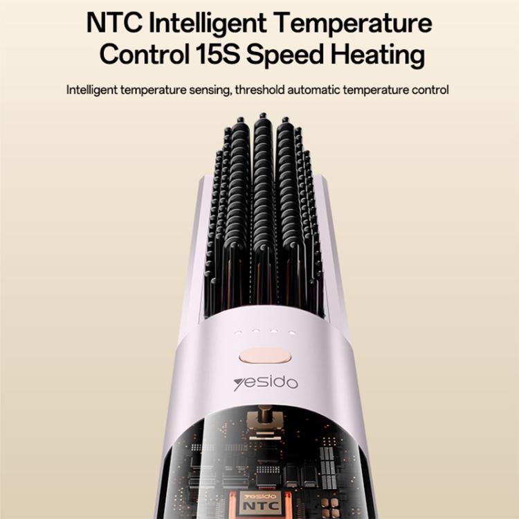 Smart Temperature Levels Hair Straightener Brush - 2-in-1 hair straightener brush heats up