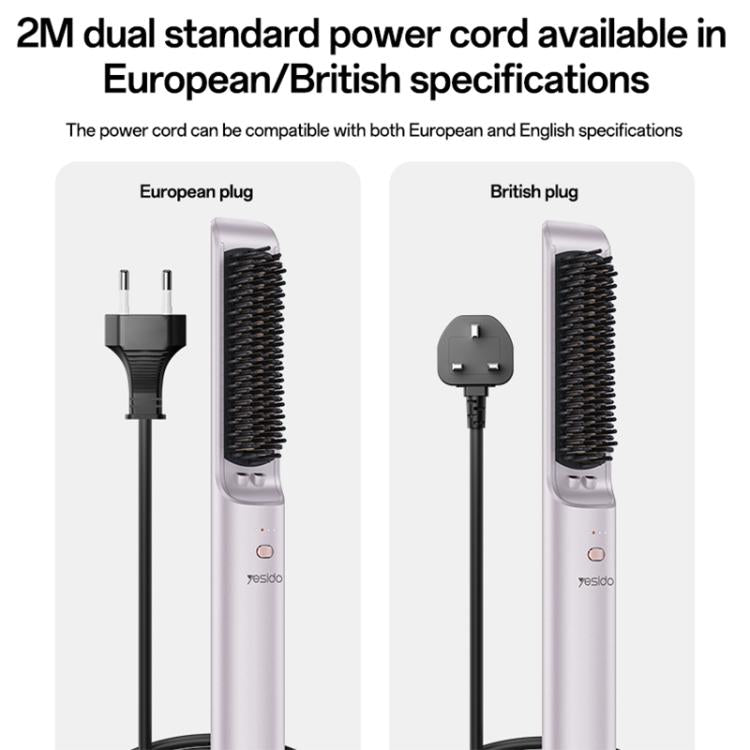 Smart Temperature Levels Hair Straightener Brush - 2-in-1 hair straightener brush heats up