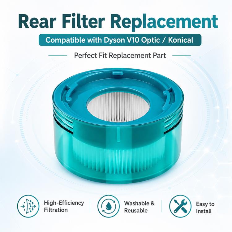 Replacement Vacuum Cleaner Dust Bag Post-Filter For Dyson V10 Optic/Konical, Dust Bag, Post-Filter