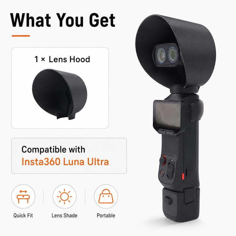Compatible Lens Hood Anti-Glare Sun Shade Protective Cover for Insta360 Luna Ultra