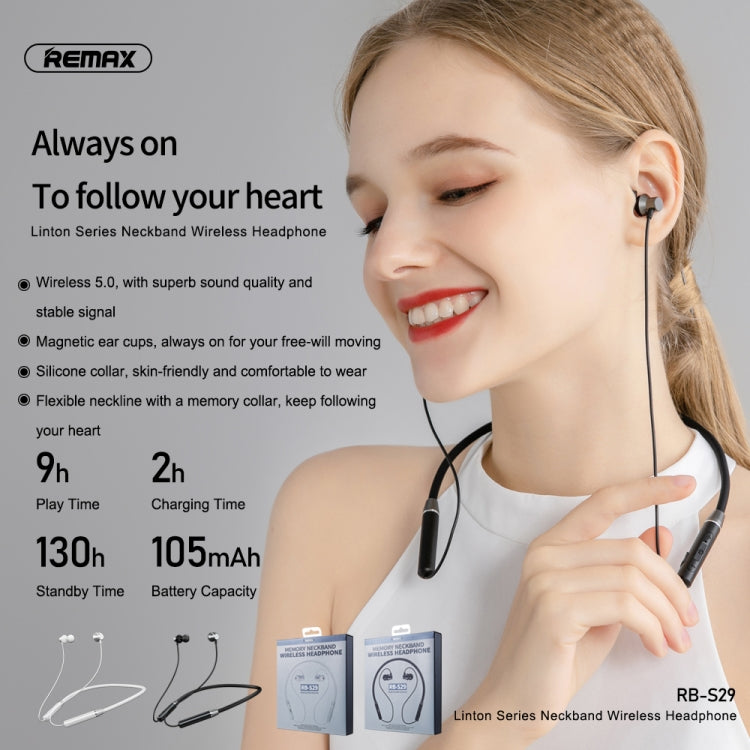 Linton Neckband Bluetooth 5.0 Earphone – 9Hr Playtime, Magnetic, REMAX RB-S29