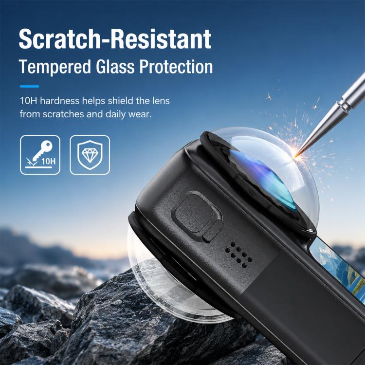 Compatible For Insta360 X6 2 PCS/Pack PULUZ Rotation Lock PC Lens Guard Protective Cover