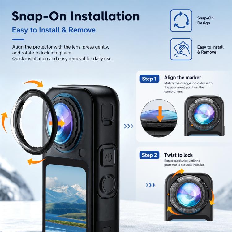 Compatible For Insta360 X6 2 PCS/Pack PULUZ Rotation Lock PC Lens Guard Protective Cover