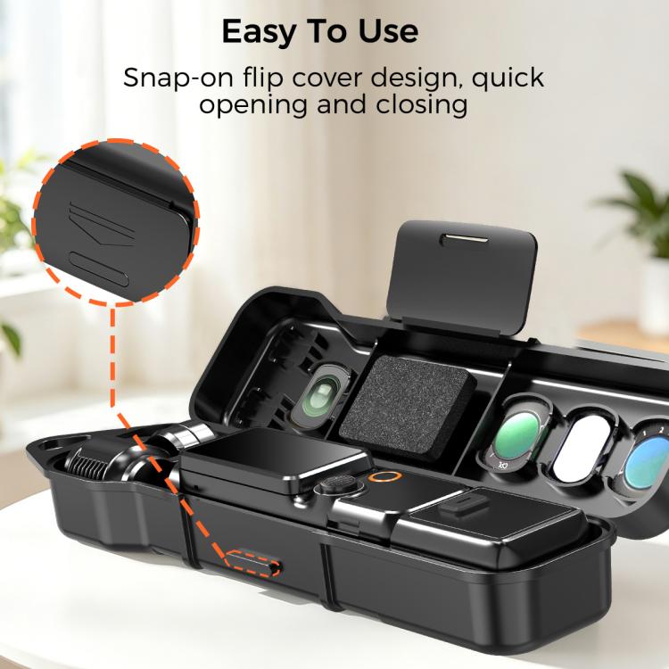 Compatible Desiontal Hard Shell Storage Box with Filter Slot & SD Card Slot, For DJI Osmo Pocket 4 / 3