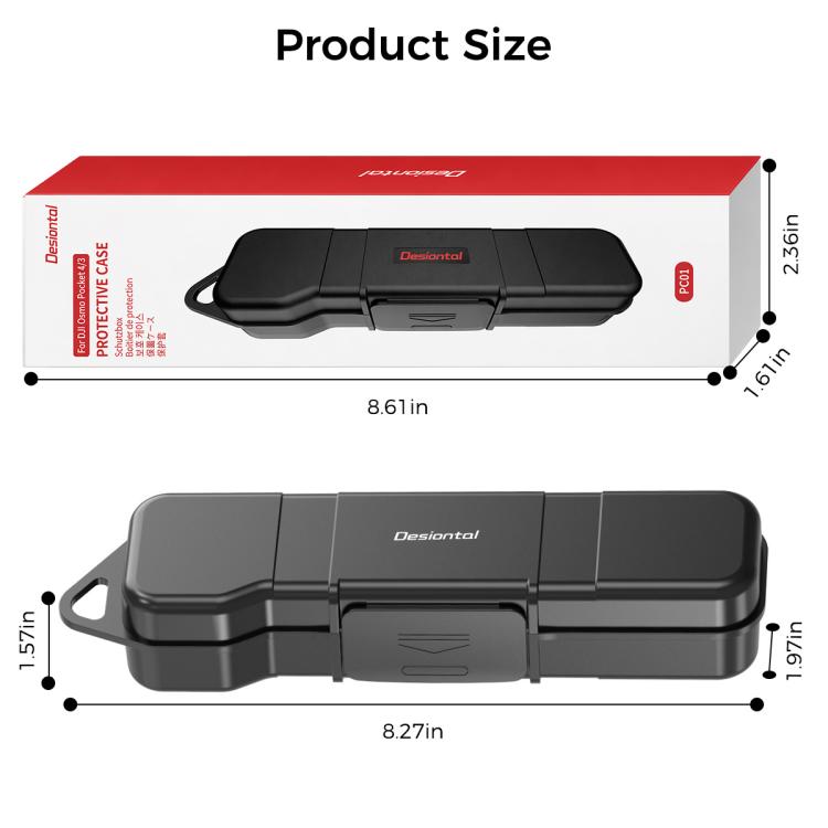 Compatible Desiontal Hard Shell Storage Box with Filter Slot & SD Card Slot, For DJI Osmo Pocket 4 / 3