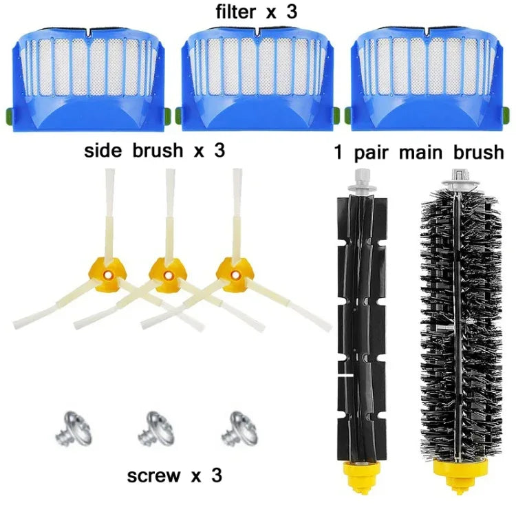 10-Piece Kit for iRobot Roomba 600 Series – Main Brushes, Filters, Side Brushes & Screws product image