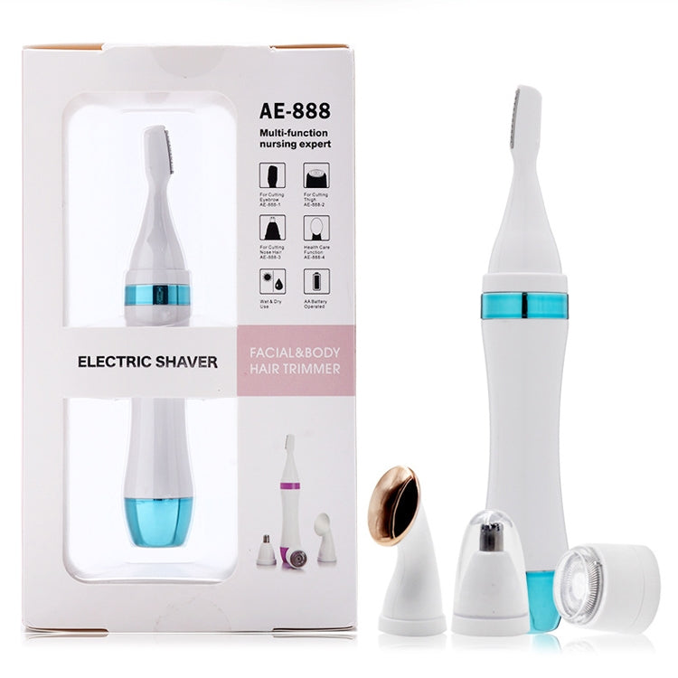 4 In 1 Electric Shaver Home Eyebrow Knife Massage Import Cleansing Instrument - Power supply: 1 AA battery (not