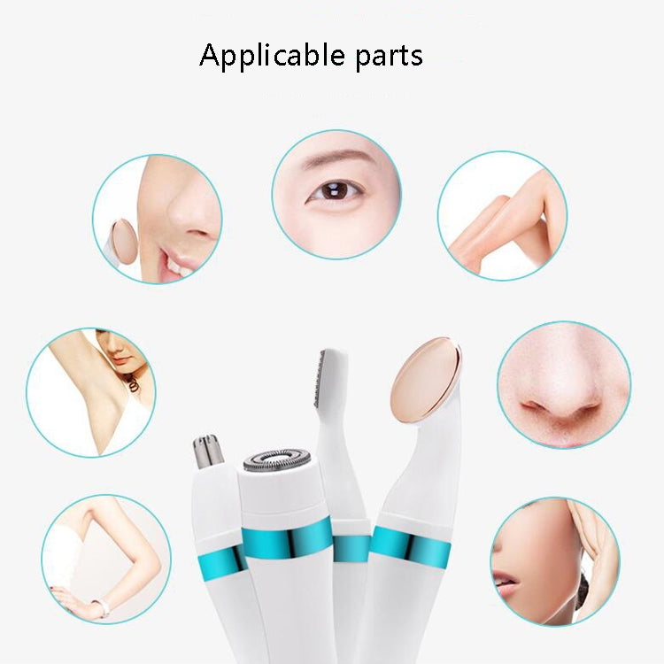4 In 1 Electric Shaver Home Eyebrow Knife Massage Import Cleansing Instrument - Power supply: 1 AA battery (not
