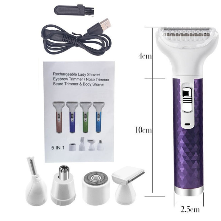 5 In 1 Electric Shaver Lady Household Bikini Axillary Hair Private Parts Hair Scraper - Simple operation, low noise...