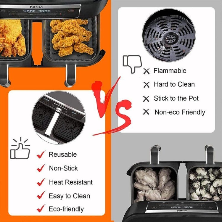 Air Fryer Silicone Mat Foldable Reusable Basket Tray, For Ninja DZ201