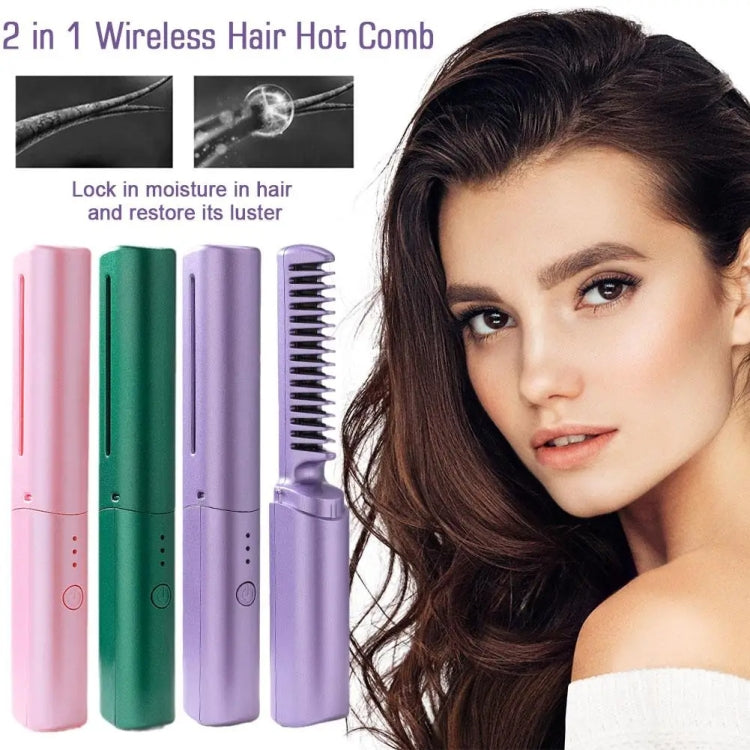 2 In 1 Portable USB Rechargeable Hair Curler Dual Usage Hair Straightening Comb - Rated frequency: 50Hz