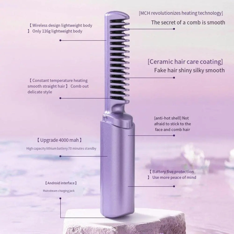 2 In 1 Portable USB Rechargeable Hair Curler Dual Usage Hair Straightening Comb - Rated frequency: 50Hz