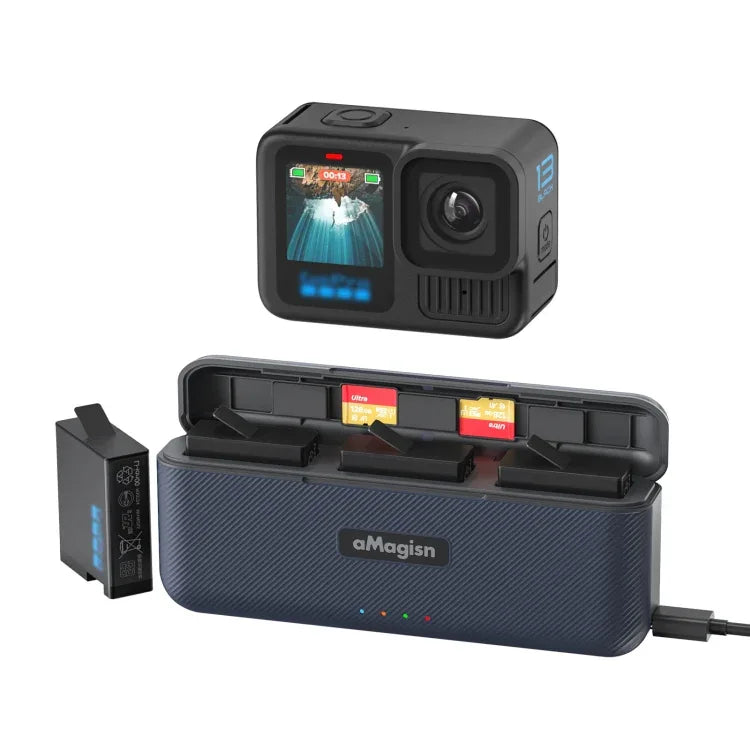 Triple Slot Battery Charging Case for GoPro HERO13 Black – PD Fast Charge, SD Card Storage product image