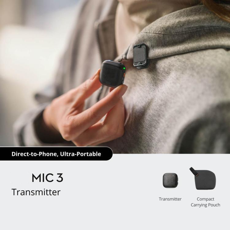 DJI Mic 3 Original Transmitter – 32-bit Float Recording, Bluetooth 5.4, 8Hr Battery