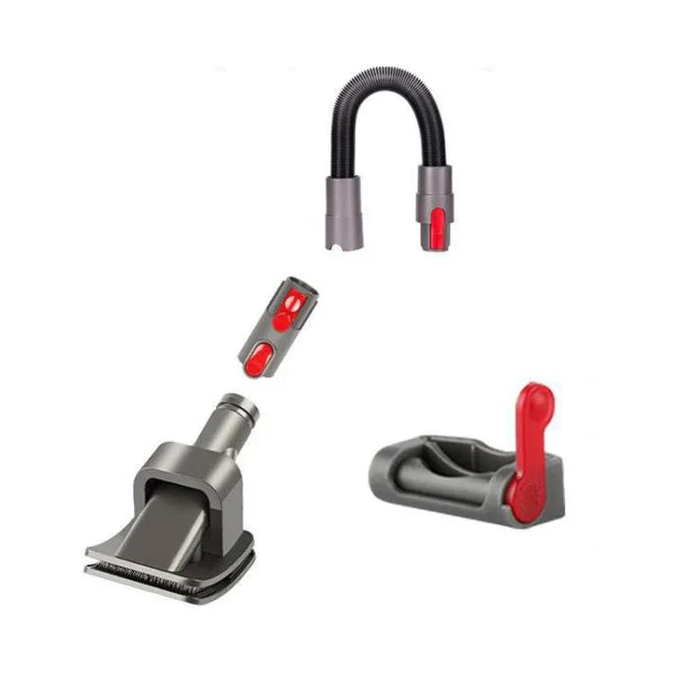 4-in-1 Pet Grooming Brush Head Set for Dyson V6 / V7 / V8 / V10 / V11 / V15 – with Flexible Hose & Switch Lock product image