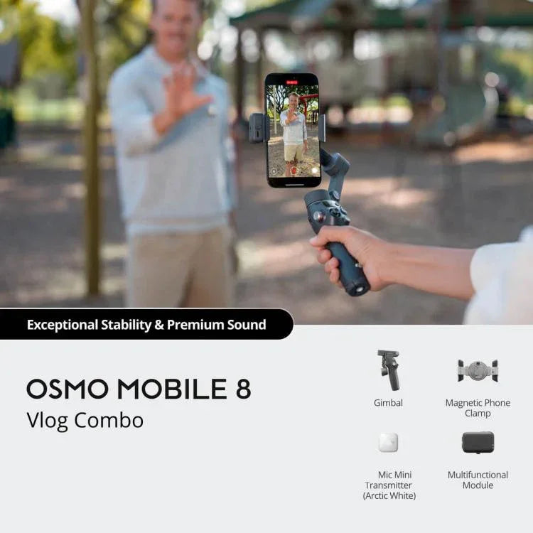 Original Osmo Mobile 8 Vlog Combo With Mic Mini Transmitter, Vlog Combo White, Vlog Combo Black product image
