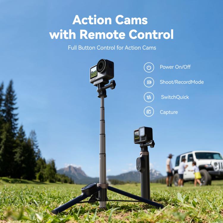 Bluetooth Selfie Stick Tripod – GoPro & DJI Action Compatible, 80M Remote - TELESIN 3-in-1