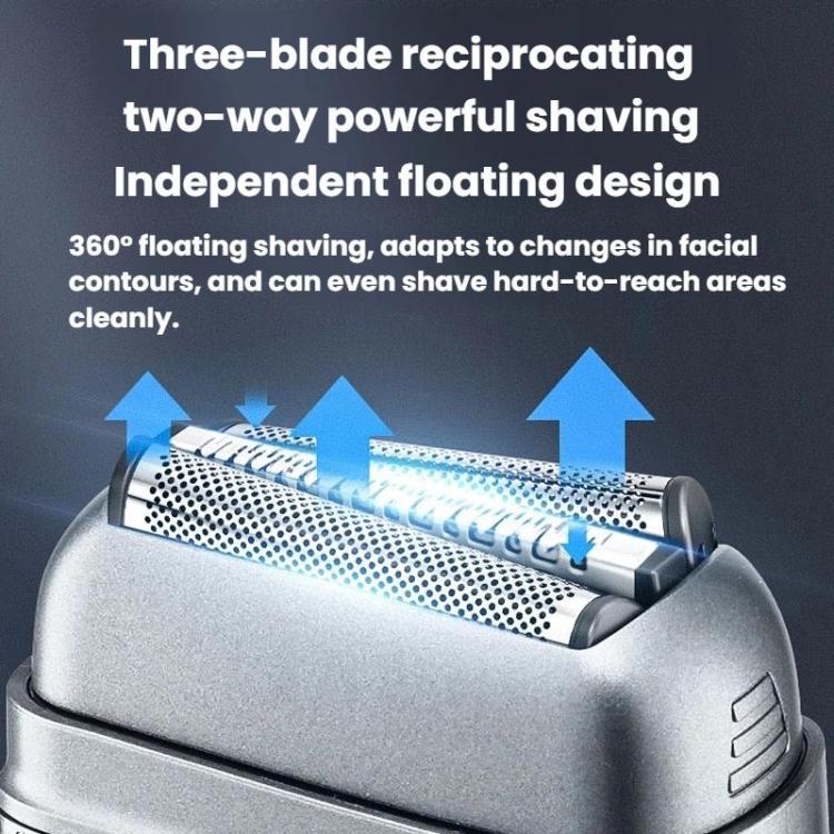 KS-8800 3 Blade Heads Reciprocating Electric Shaver With LCD Display IPX6 Waterproof Razor - Double-sided magnetic knife...