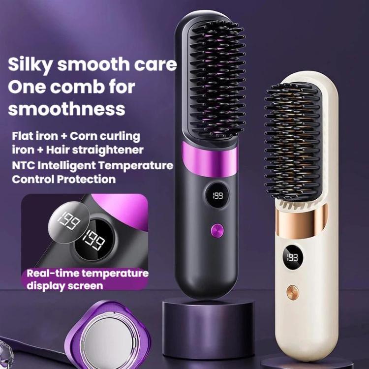 Cordless Hair Straightening Brush with Negative Ion & Digital Display – 3600mAh