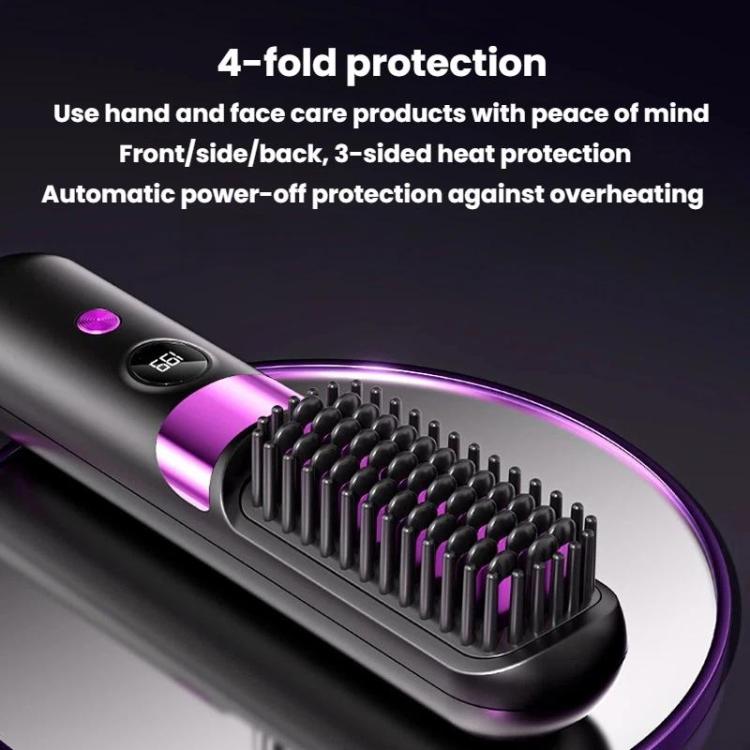 Cordless Hair Straightening Brush with Negative Ion & Digital Display – 3600mAh