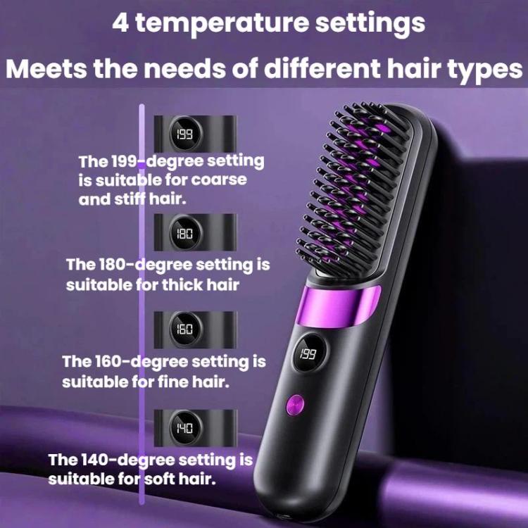 Cordless Hair Straightening Brush with Negative Ion & Digital Display – 3600mAh